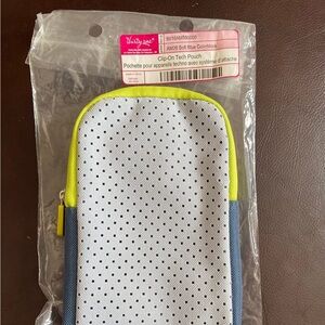Thirty-one Soft blue colorblock clip on tech pouch